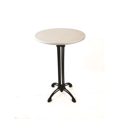 Topalit Tables, Round, 24" dia x 44"h, Brushed Silver Top, Black Iron Base/Legs1