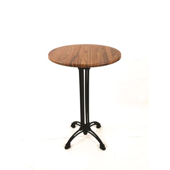 Topalit Tables, Round, 24" dia x 44"h, Teak Top, Black Iron Base/Legs1