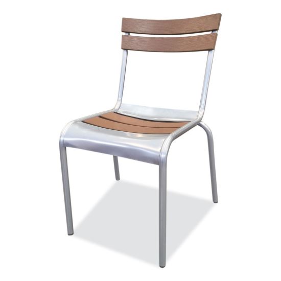 Elcano Series Side Chair, Outdoor-Seating, Supports Up to 300 lb, 20" Seat Height, Brown/Silver Seat, Brown Back, Silver Base1