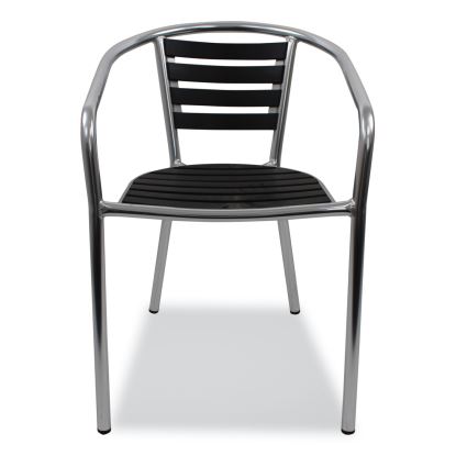 Pinzon Series Chairs, Support Up to 300 lb, 18" Seat Height, Black/Silver Seat, Black/Silver Back, Silver Base1