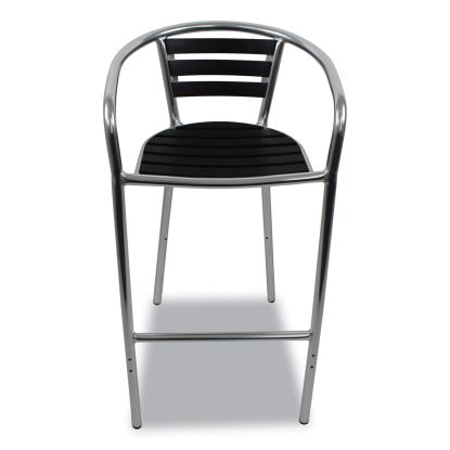 Pinzon Series Barstools, Supports Up to 300 lb, 31" Seat Height, Black/Silver Seat, Black/Silver Back; Silver Base1