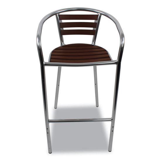 Pinzon Series Barstools, Supports Up to 300 lb, 31" Seat Height, Tan/Silver Seat, Tan/Silver Back, Silver Base1