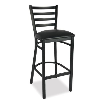 White Horse Series Barstools, Supports Up to 300 lb, 29.5" Seat Height, Black Seat/Back, Black Frame1