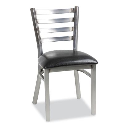 White Horse Series Side Chairs, Supports Up to 300 lb, 18" Seat Height, Black Seat, Industrial Clear-Coat Steel Back/Frame1