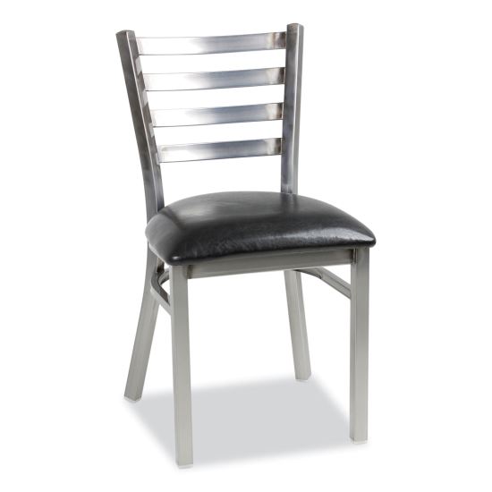 White Horse Series Side Chairs, Supports Up to 300 lb, 18" Seat Height, Black Seat, Industrial Clear-Coat Steel Back/Frame1