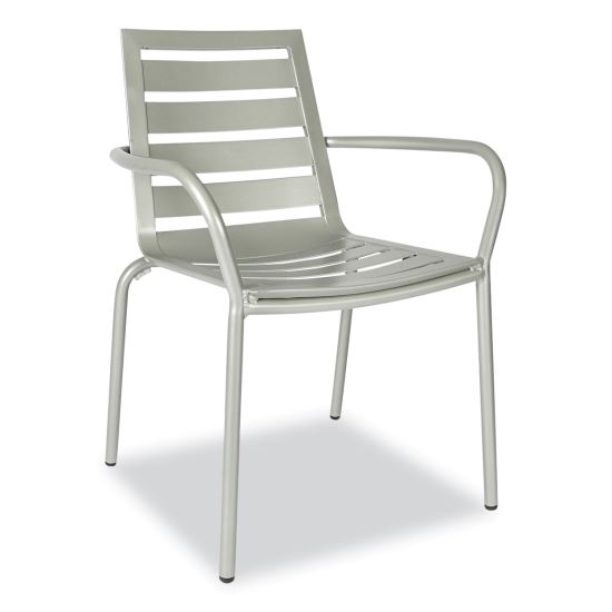 Zarco Series Armchair, Outdoor-Seating, Supports Up to 300 lb, 18" Seat Height, Silver Seat, Silver Back, Silver Base1