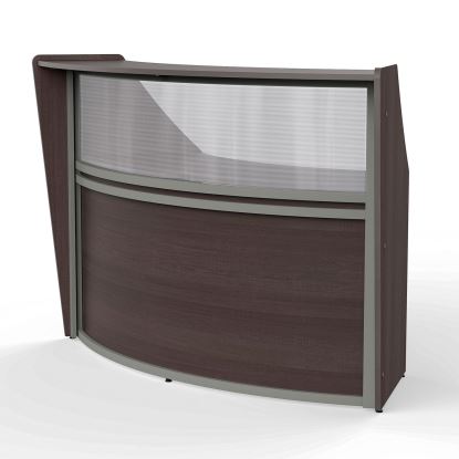 Reception Desk with Polycarbonate, 72 x 32 x 46, Mocha, Ships in 1-3 Business Days1