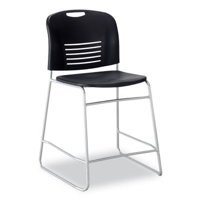 Vy Counter Height Chair, Supports Up to 350 lb, 25" Seat Height, Black Seat, Black Back, Silver Base1