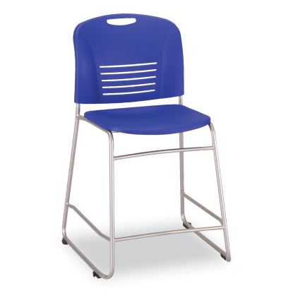 Vy Counter Height Chair, Supports Up to 350 lb, 25" Seat Height, Blue Seat, Blue Back, Silver Base1