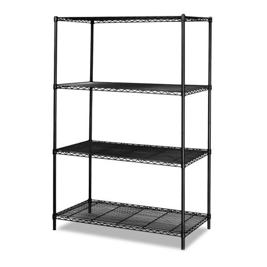 Commercial Wire Shelving, Three-Shelf, 48w x 18d x 72h, Black1