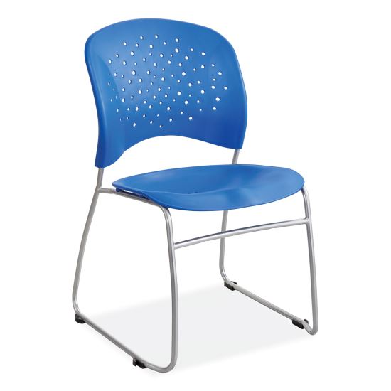 Reve GuestBistro Chair with Sled Base, Supports Up to 250 lb, 18" Seat Height, Blue Seat/Back, Silver Base, 2/Carton1