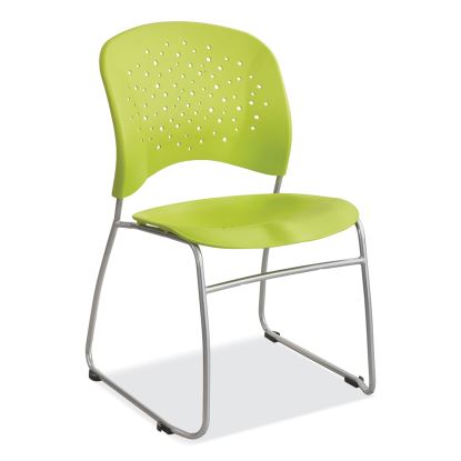 Reve GuestBistro Chair with Sled Base, Supports Up to 250 lb, 18" Seat Height, Green Seat/Back, Silver Base, 2/Carton1