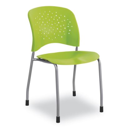 Reve GuestBistro Chair with Straight Legs, Supports Up to 250 lb, 18" Seat Height, Green Seat/Back, Silver Base, 2/Carton1