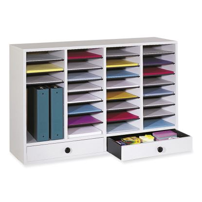 Wood Adjustable Literature Organizer, 32 Compartments, 39.25 x 11.75 x 25.25, Gray1