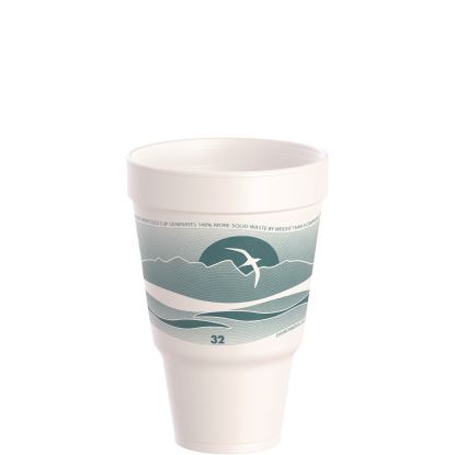 J Cup Insulated Foam Pedestal Cups, 32 oz, Printed, Teal/White, 25/Sleeve, 20 Sleeves/Carton1
