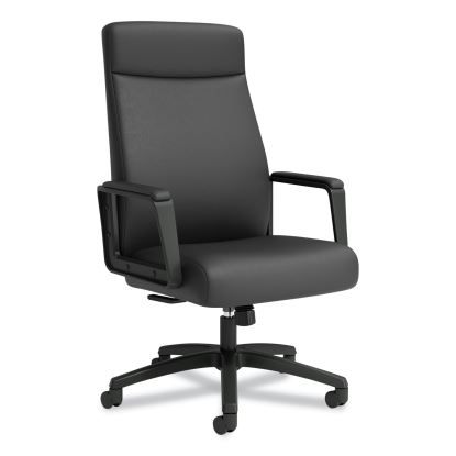 Prestige Bonded Leather Manager Chair, Supports Up to 275 lb, Black Seat/Back, Black Base1