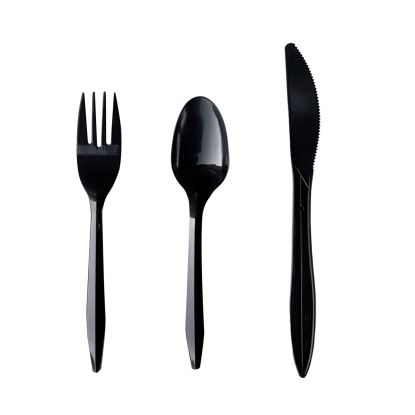 Three-Piece Cutlery Kit, Fork/Knife/Teaspoon, Polypropylene, Black, 250/Carton1