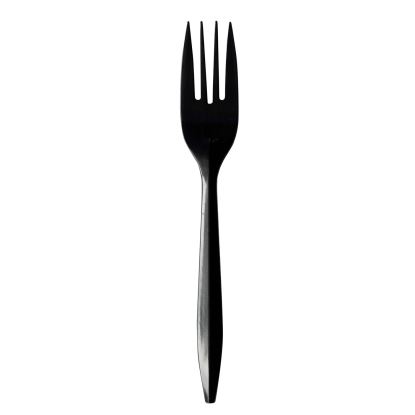 Mediumweight Polypropylene Cutlery, Fork, Black, 1,000/Carton1
