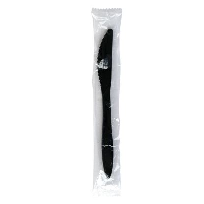 Mediumweight Wrapped Polypropylene Cutlery, Knife, Black, 1,000/Carton1