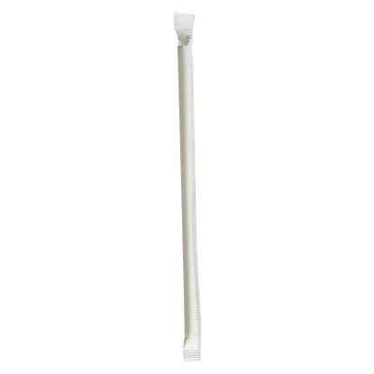 Wrapped Jumbo Paper Straws, 7.75", Paper, White, 1,280/Carton1