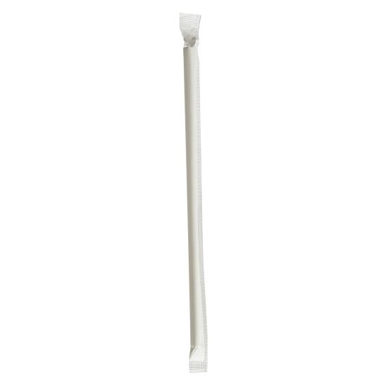 Wrapped Jumbo Paper Straws, 7.75", Paper, White, 1,280/Carton1