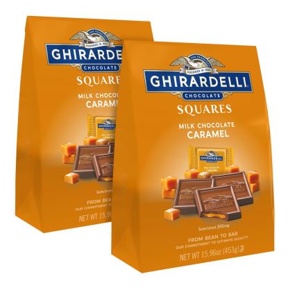 Milk Chocolate and Caramel Chocolate Squares, 15.96 oz Bag, 2/Carton, Ships in 1-3 Business Days1