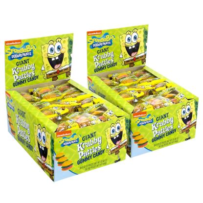 SpongeBob Squarepants Giant Krabby Patties Gummy Candy, Fruity, 0.63 oz Packet, 36/Bag, 2/Carton, Ships in 1-3 Business Days1