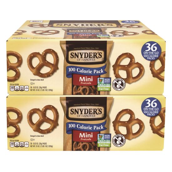 Mini Pretzels. 0.92 oz Pack, 36 Packs/Box, 2 Boxes/Carton, Ships in 1-3 Business Days1