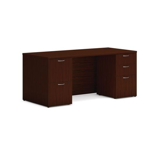 Mod Double Pedestal Desk Bundle, 66" x 30" x 29", Traditional Mahogany, Ships in 7-10 Business Days1