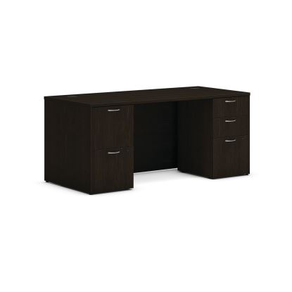 Mod Double Pedestal Desk Bundle, 66" x 30" x 29", Java Oak, Ships in 7-10 Business Days1