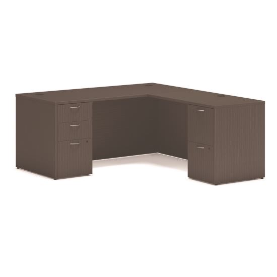 Mod L-Station Double Pedestal Desk Bundle, 66" x 72" x 29", Slate Teak, Ships in 7-10 Business Days1