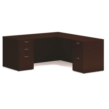 Mod L-Station Double Pedestal Desk Bundle, 66" x 72" x 29", Traditional Mahogany, Ships in 7-10 Business Days1