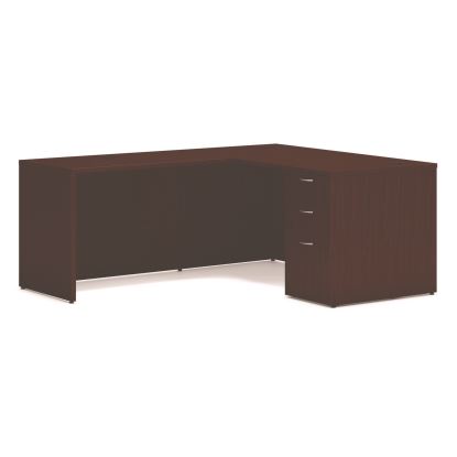 Mod L-Station Single Pedestal Desk Bundle, 60" x 72" x 29", Mahogany, Ships in 7-10 Business Days1