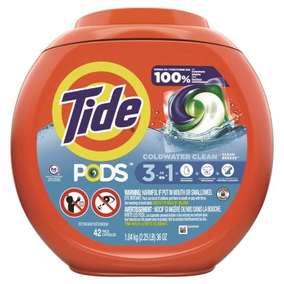 PODS Laundry Detergent, Clean Breeze, 36 oz Tub, 42 Pacs/Tub1