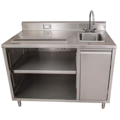 Stainless Steel Beverage Table with Right Sink, Rectangular, 30" x 48" x 41.5", Silver, Ships in 4-6 Business Days1