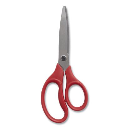 Ambidextrous Stainless Steel Scissors, 7" Long, 3.15" Cut Length, Red Straight Ergonomic Handle1