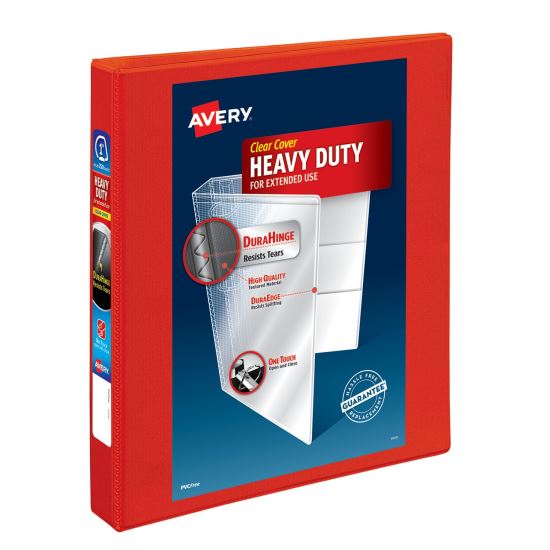 Heavy-Duty View Binder with DuraHinge and One Touch EZD Rings, 3 Rings, 1" Capacity, 11 x 8.5, Red, 12/Carton1