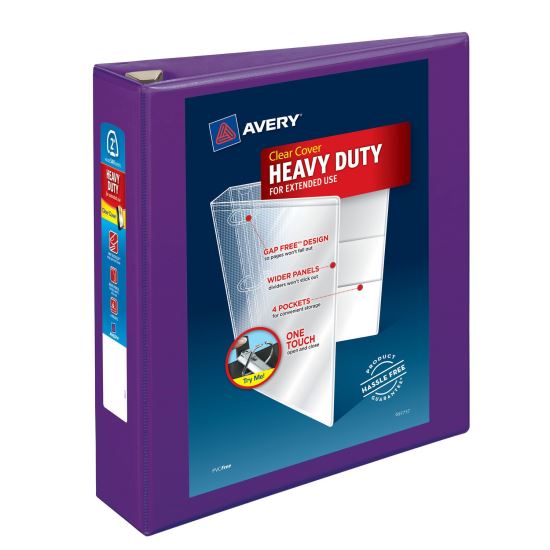 Heavy-Duty View Binder with DuraHinge and One Touch EZD Rings, 3 Rings, 2" Capacity, 11 x 8.5, Purple, 6/Carton1