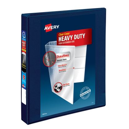 Heavy-Duty View Binder with DuraHinge and One Touch EZD Rings, 3 Rings, 1" Capacity, 11 x 8.5, Navy Blue, 12/Carton1