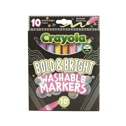 Bold and Bright Washable Markers, Broad Bullet Tip, Assorted Colors, 10/Box1