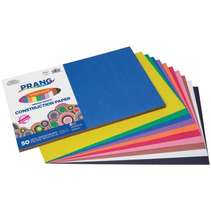 SunWorks Construction Paper, 50 lb Text Weight, 12 x 18, Assorted Colors, 50 Sheets/Pack, 25 Packs/Carton1
