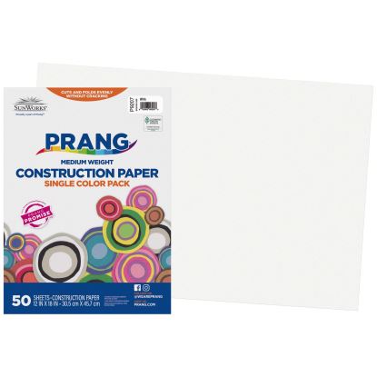 SunWorks Construction Paper, 50 lb Text Weight, 12 x 18, White, 50/Pack, 25 Packs/Carton1