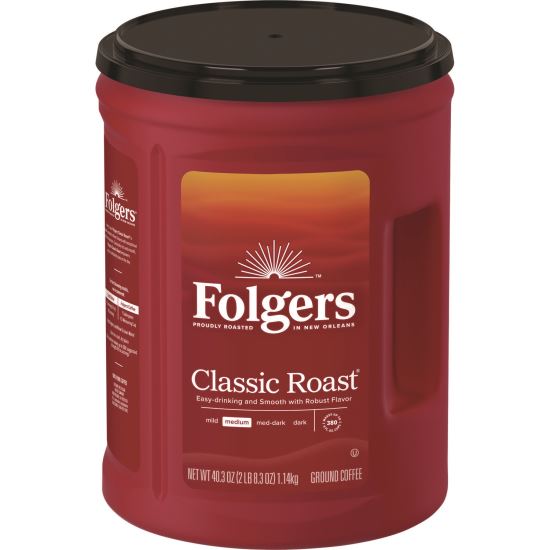 Classic Roast Ground Coffee, 40.3 oz Canister, 6/Carton1