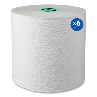 Hard Roll Paper Towels with Premium Absorbency Pockets with Colored Core, Green Core, 1-Ply, 7.5" x 700 ft, White, 6 Rolls/CT1