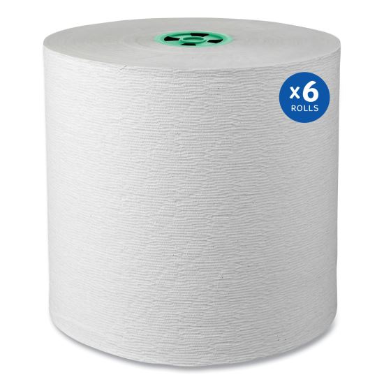 Hard Roll Paper Towels with Premium Absorbency Pockets with Colored Core, Green Core, 1-Ply, 7.5" x 700 ft, White, 6 Rolls/CT1