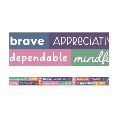 Straight Borders, 3" x 3 ft, Multicolor Positive Words, 12/Pack1