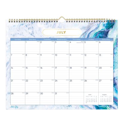 Gemma Academic Wall Calendar, Geode Artwork, 15" x 12", White/Blue Sheets, 12-Month (July to June): 2024 to 20251