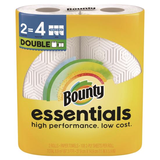 Essentials Select-A-Size Kitchen Roll Paper Towels, 2-Ply, White, 108 Sheets/Roll, 2/Pack, 8 Packs/Carton1