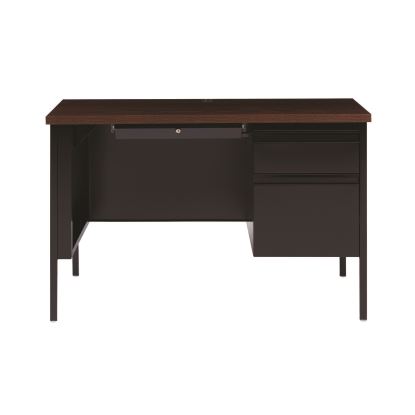 Single Pedestal Steel Desk, 45.5" x 24" x 29.5", Mocha/Black, Black Legs1