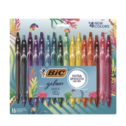 Gel-ocity Quick Dry Gel Pen, Retractable, Medium 0.7 mm, 16 Assorted Ink and Barrel Colors, 16/Pack1